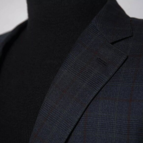 NWOT Current Isaia Napoli Dark Navy Plaid Sport Coat Jacket EU52R (US42R) - Picture 2 of 7